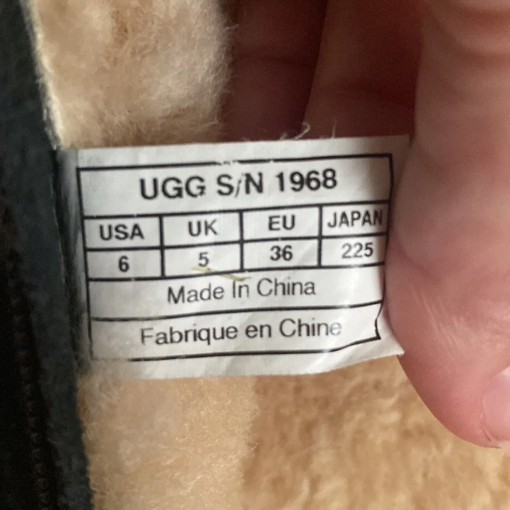 UGG Australia Tall Black Boots with Belted Purple Side Stripe and Side Pocket